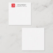 Monogrammed Red White Professional Plain ノートカード (正面/裏面)
