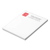 Monogrammed Red White Professional Plain ノートパッド (回転)