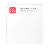 Monogrammed Red White Professional Plain ノートパッド (正面)