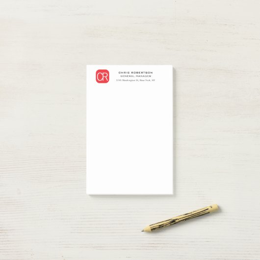 Monogrammed Red White Professional Plain ポストイット (デスク上)