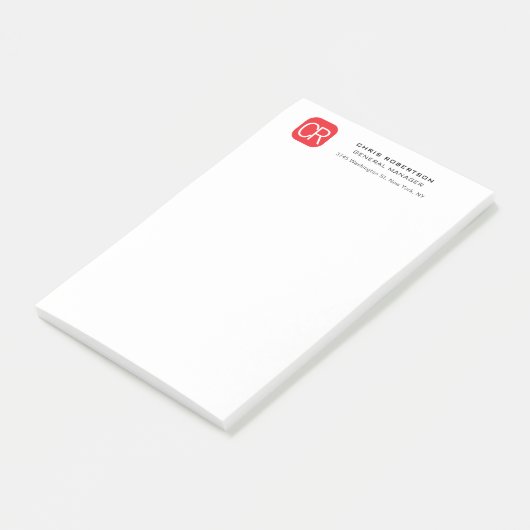 Monogrammed Red White Professional Plain ポストイット (アングル)