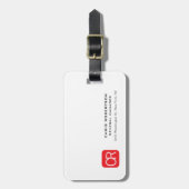 Monogrammed Red White Professional Plain ラゲッジタグ (正面縦)