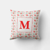 Monogrammed Retro Merry and Bright Christmas クッション (裏面)