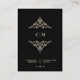 Monogrammed RSVP Gold Wedding Initials Flourish エンクロージャーカード