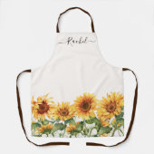Monogrammed Rustic Yellow Sunflower Garden エプロン (正面)