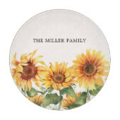 Monogrammed Rustic Yellow Sunflower Garden カッティングボード (正面)
