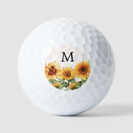 Monogrammed Rustic Yellow Sunflower Garden ゴルフボール (正面)
