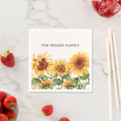 Monogrammed Rustic Yellow Sunflower Garden スタンダードカクテルナプキン (インサイチュ)