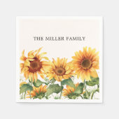 Monogrammed Rustic Yellow Sunflower Garden スタンダードカクテルナプキン (正面)