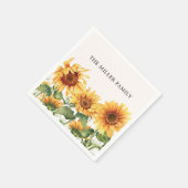 Monogrammed Rustic Yellow Sunflower Garden スタンダードカクテルナプキン (角)