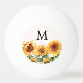 Monogrammed Rustic Yellow Sunflower Garden 卓球ボール (裏面)