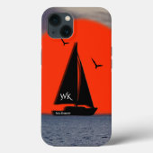Monogrammed Sailboat with Name on Boat Case-Mate iPhoneケース (裏面)