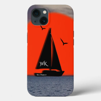 Monogrammed Sailboat with Name on Boat iPhone 13ケース
