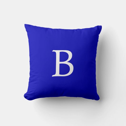 Monogrammed Solid Color Cobalt Blue クッション (正面)
