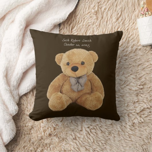 Monogrammed teddy bear reversible throw Pillow クッション (ブランケット)