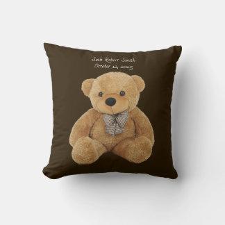 Monogrammed teddy bear reversible throw Pillow クッション