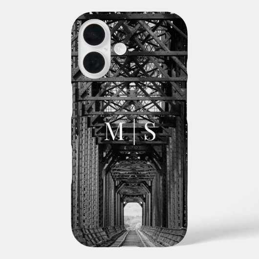 Monogrammed Trestle Bridge In Black And White Case-Mate iPhoneケース (裏面)