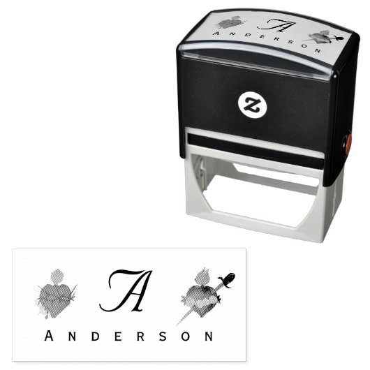 Monogrammed Two Hearts Catholic Wedding セルフインキングスタンプ (インサイチュ)