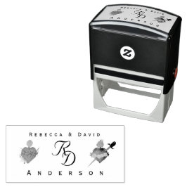 Monogrammed Two Hearts Catholic Wedding セルフインキングスタンプ
