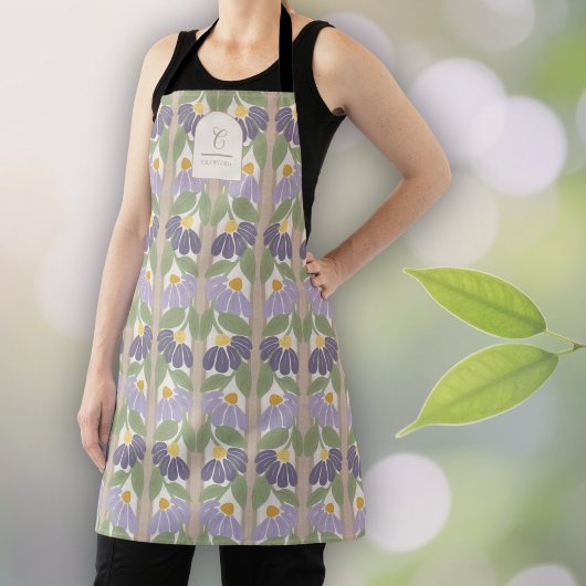 Monogrammed Vintage Purple Floral Apron エプロン
