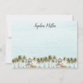 Monogrammed Watercolor Coconut Palm Trees Beach ノートカード (正面)