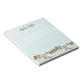 Monogrammed Watercolor Coconut Palm Trees Beach ノートパッド (アングル)