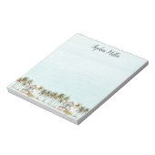 Monogrammed Watercolor Coconut Palm Trees Beach ノートパッド (回転)