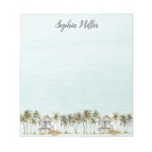 Monogrammed Watercolor Coconut Palm Trees Beach ノートパッド (正面)