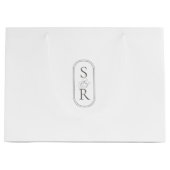Monogrammed White Personalized Wedding Welcome Bag ラージペーパーバッグ (正面)