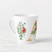 Monogrammed Xmas Latte Mug – Elegant Gold Letter カフェラテマグ (左アングル)