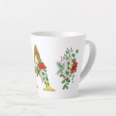Monogrammed Xmas Latte Mug – Elegant Gold Letter カフェラテマグ (右アングル)