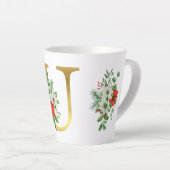 Monogrammed Xmas Latte Mug-Gold Letter カフェラテマグ (右アングル)