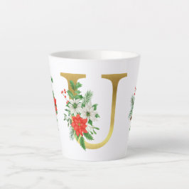 Monogrammed Xmas Latte Mug-Gold Letter カフェラテマグ