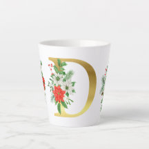 Monogrammed Xmas Latte Mug- Gold Letter