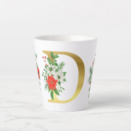 Monogrammed Xmas Latte Mug- Gold Letter カフェラテマグ