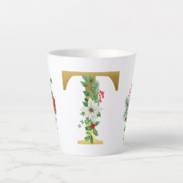Monogrammed Xmas Latte Mug-Gold Letter カフェラテマグ