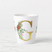 Monogrammed Xmas Latte Mug- Gold Letter カフェラテマグ (正面)