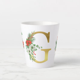 Monogrammed Xmas Latte Mug- Gold Letter カフェラテマグ