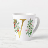 Monogrammed Xmas Latte Mug-Gold Letter カフェラテマグ (右アングル)