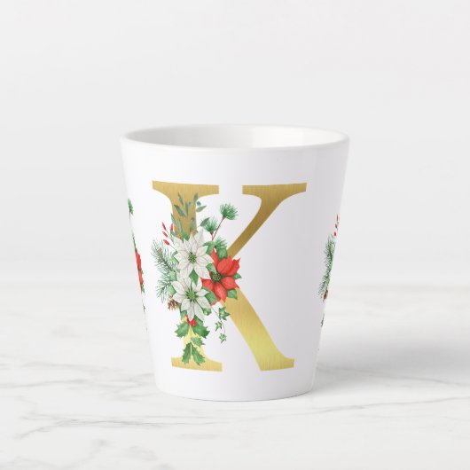 Monogrammed Xmas Latte Mug-Gold Letter カフェラテマグ (正面)