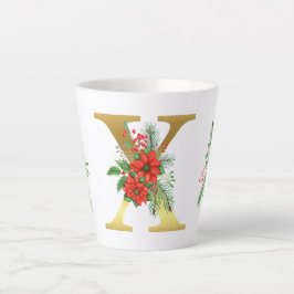 Monogrammed Xmas Latte Mug- Gold Letter カフェラテマグ