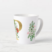 Monogrammed Xmas Latte Mug-Gold Letter カフェラテマグ (右アングル)