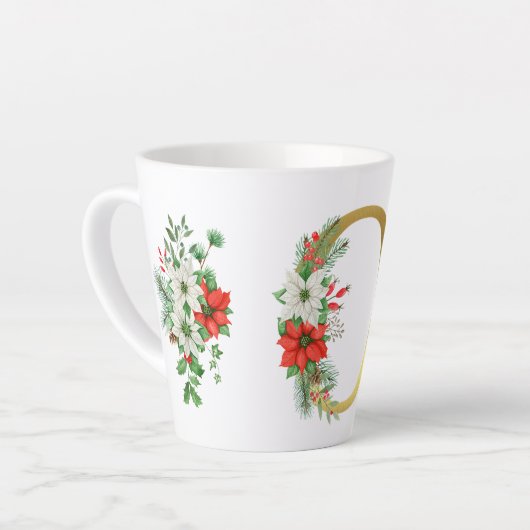 Monogrammed Xmas Latte Mug-Gold Letter カフェラテマグ (左アングル)