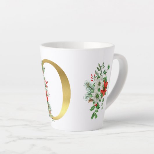 Monogrammed Xmas Latte Mug-Gold Letter カフェラテマグ (右アングル)