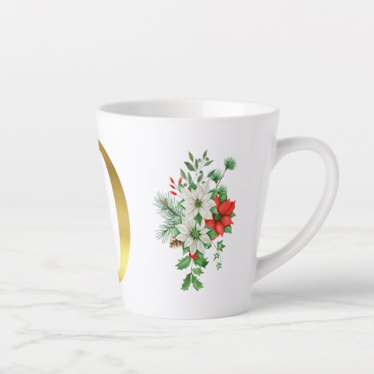 Monogrammed Xmas Latte Mug-Gold Letter カフェラテマグ (右)