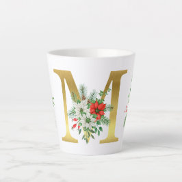 Monogrammed Xmas Latte Mug-Gold Letter カフェラテマグ