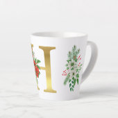 Monogrammed Xmas Latte Mug-Gold Letter カフェラテマグ (右アングル)