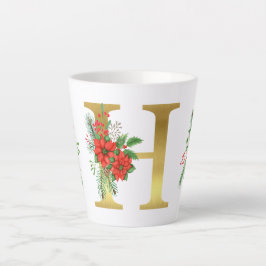 Monogrammed Xmas Latte Mug-Gold Letter カフェラテマグ