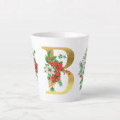 Monogrammed Xmas Latte Mug- Gold Letter カフェラテマグ (正面)