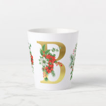 Monogrammed Xmas Latte Mug- Gold Letter